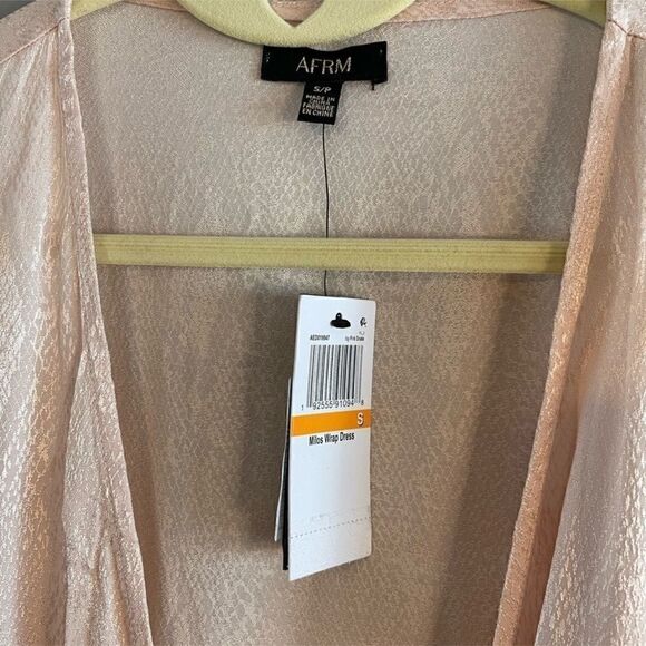 AFRM Milos Long Sleeve Wrap Minidress In Icy Pink Snake || SZ S - Picture 8 of 15